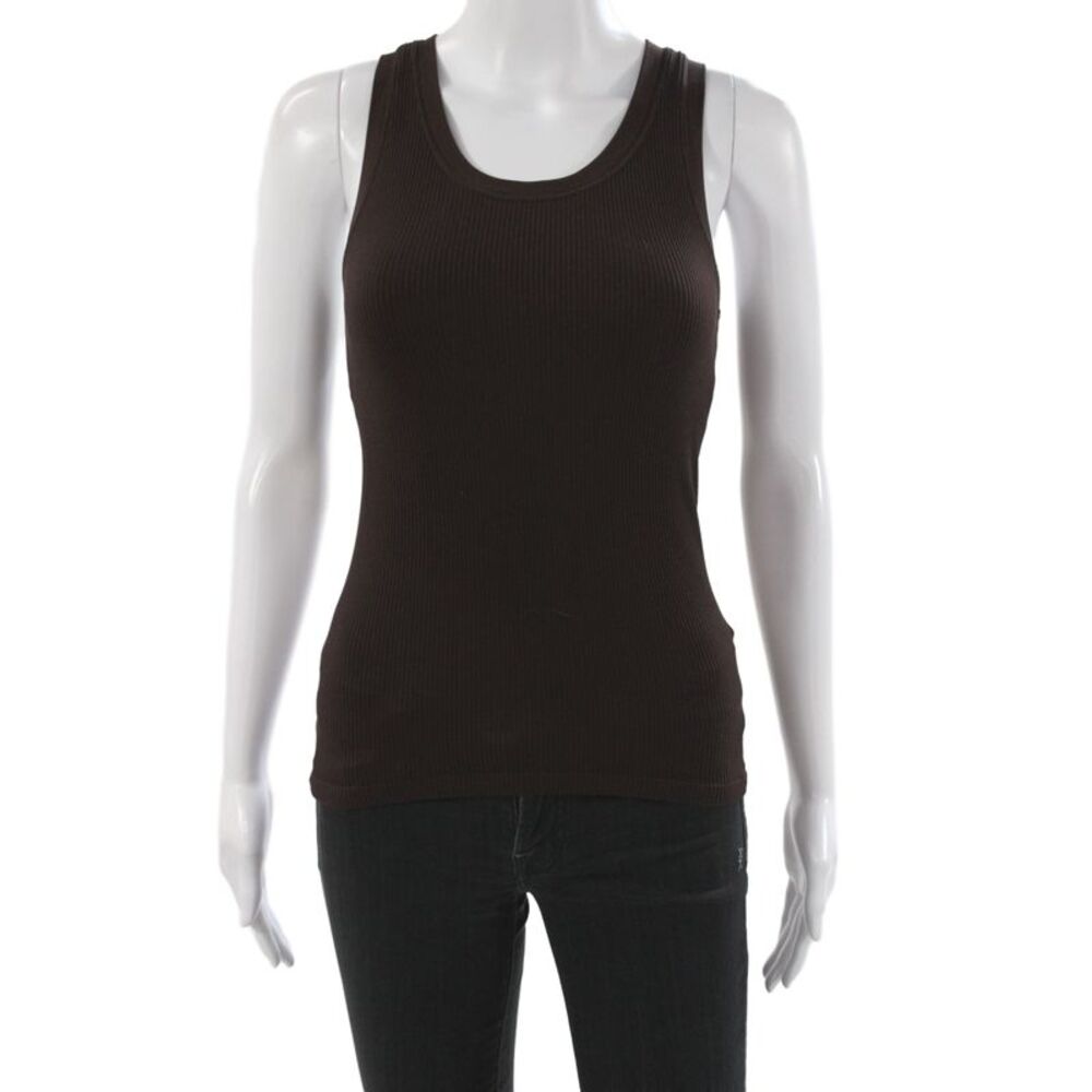 Bordeaux Women Sleeveless Scoop Neck Brown Basic Tank Size One Size